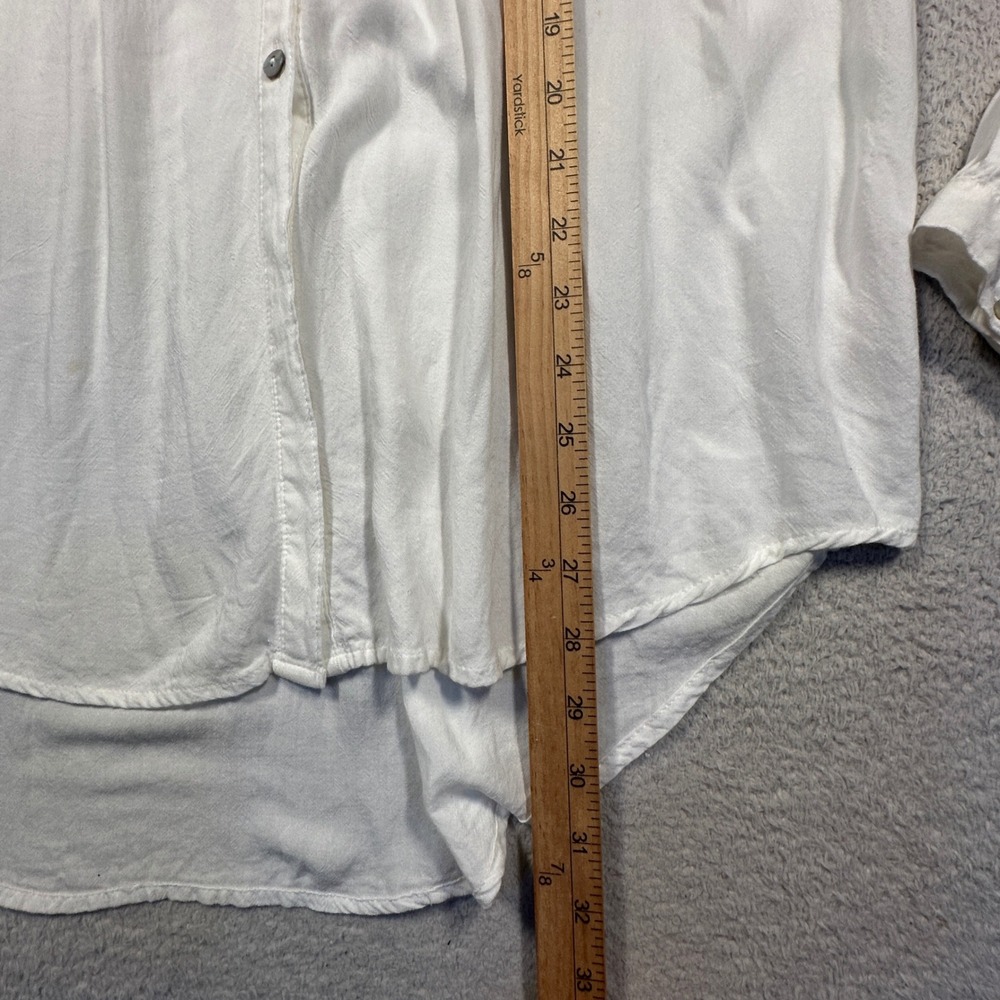 Free People Wild Wind Lace Inset Button Down Tunic Blouse Womens M Ivory Boho‎ - Picture 7 of 8